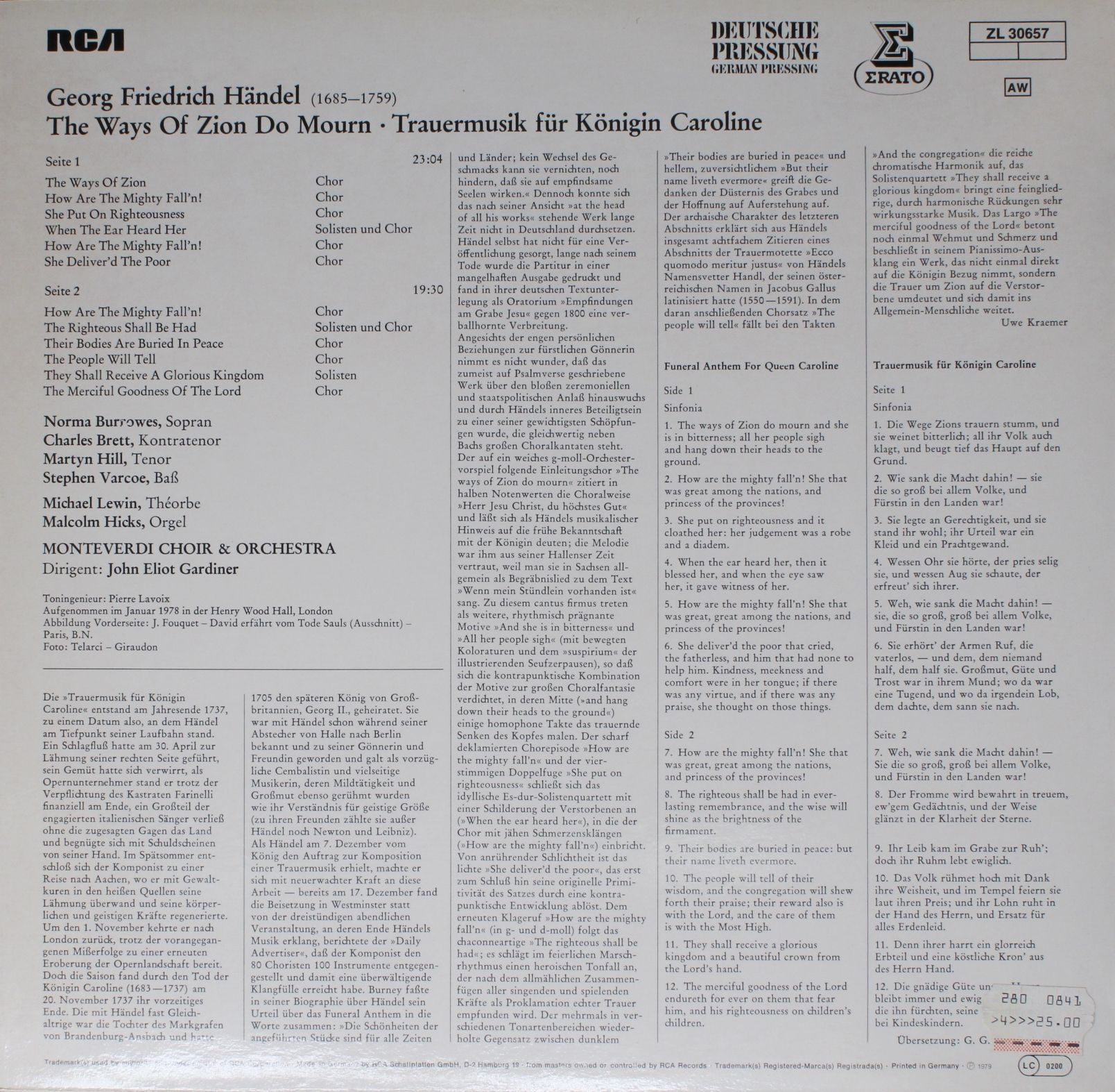 Erato ZL 30657 - Georg Friedrich Händel, The Monteverdi Choir, T - Image 2