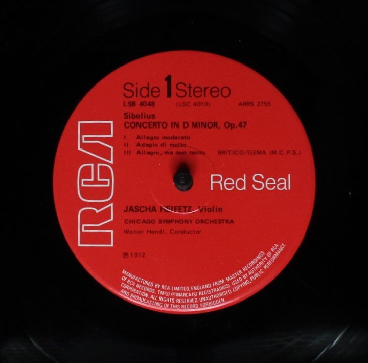 RCA Red Seal LSC 4010 - Jean Sibelius, Sergei Prokofiev, Jascha - Image 3