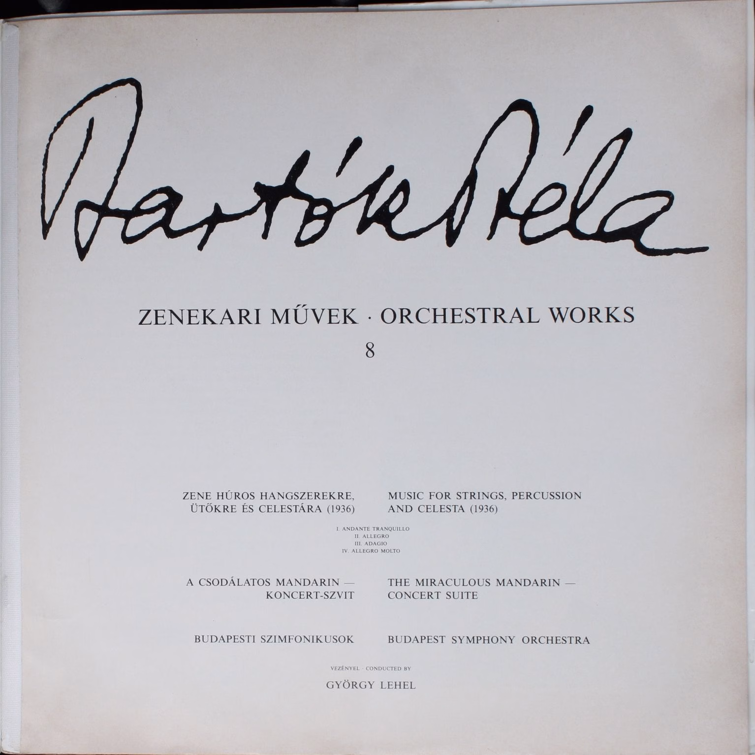 Hungaroton SLPX 1301 - Béla Bartók, György Lehel, Budapest Symph - Image 3