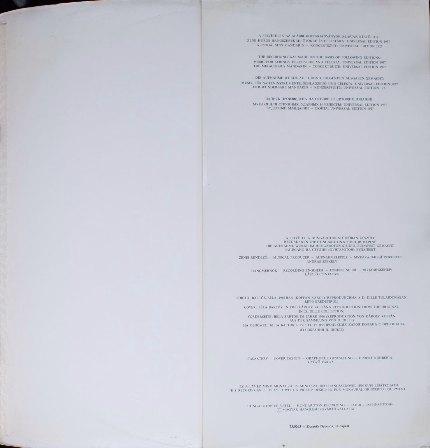 Hungaroton SLPX 1301 - Béla Bartók, György Lehel, Budapest Symph - Image 6