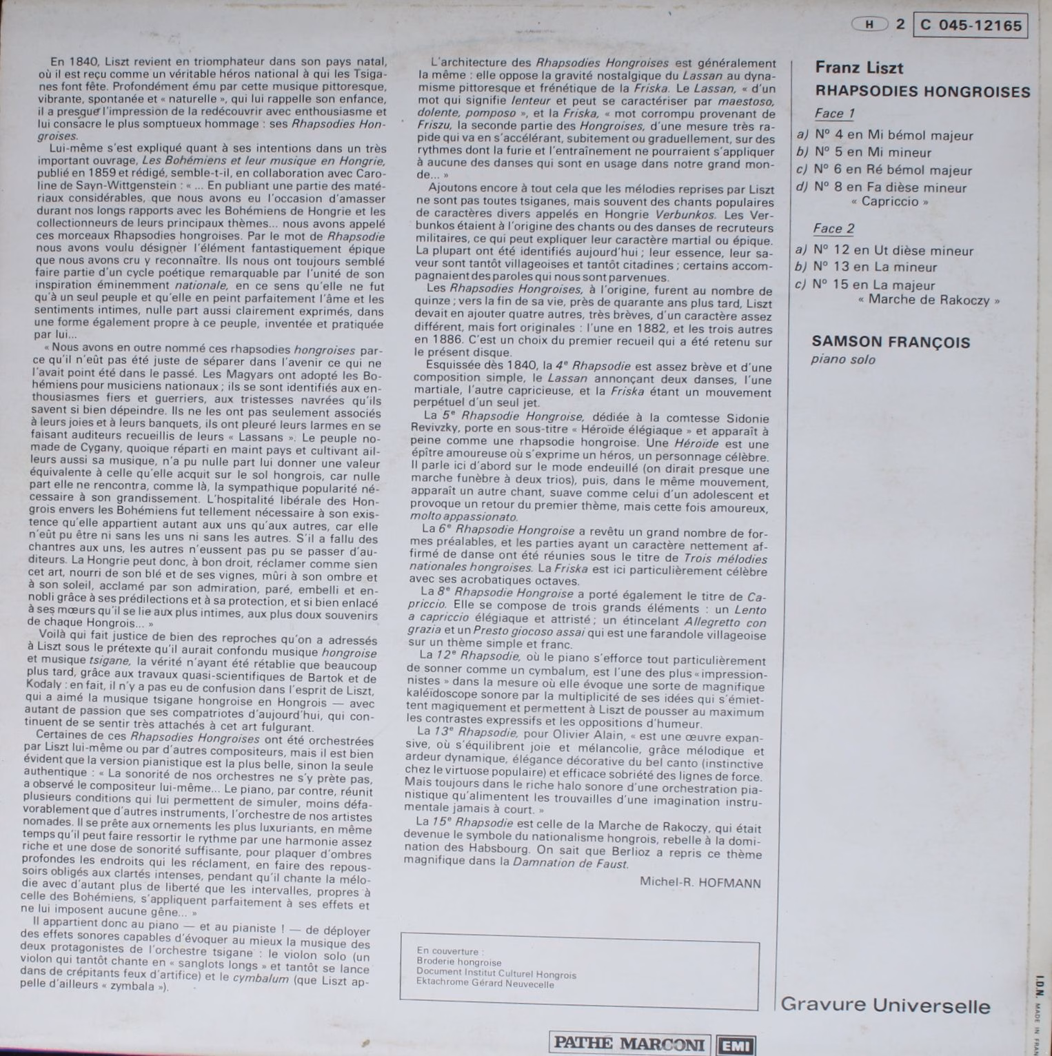 Trianon 2C 045-12165 - Franz Liszt, Samson François - Liszt ∙ Rh - Image 2