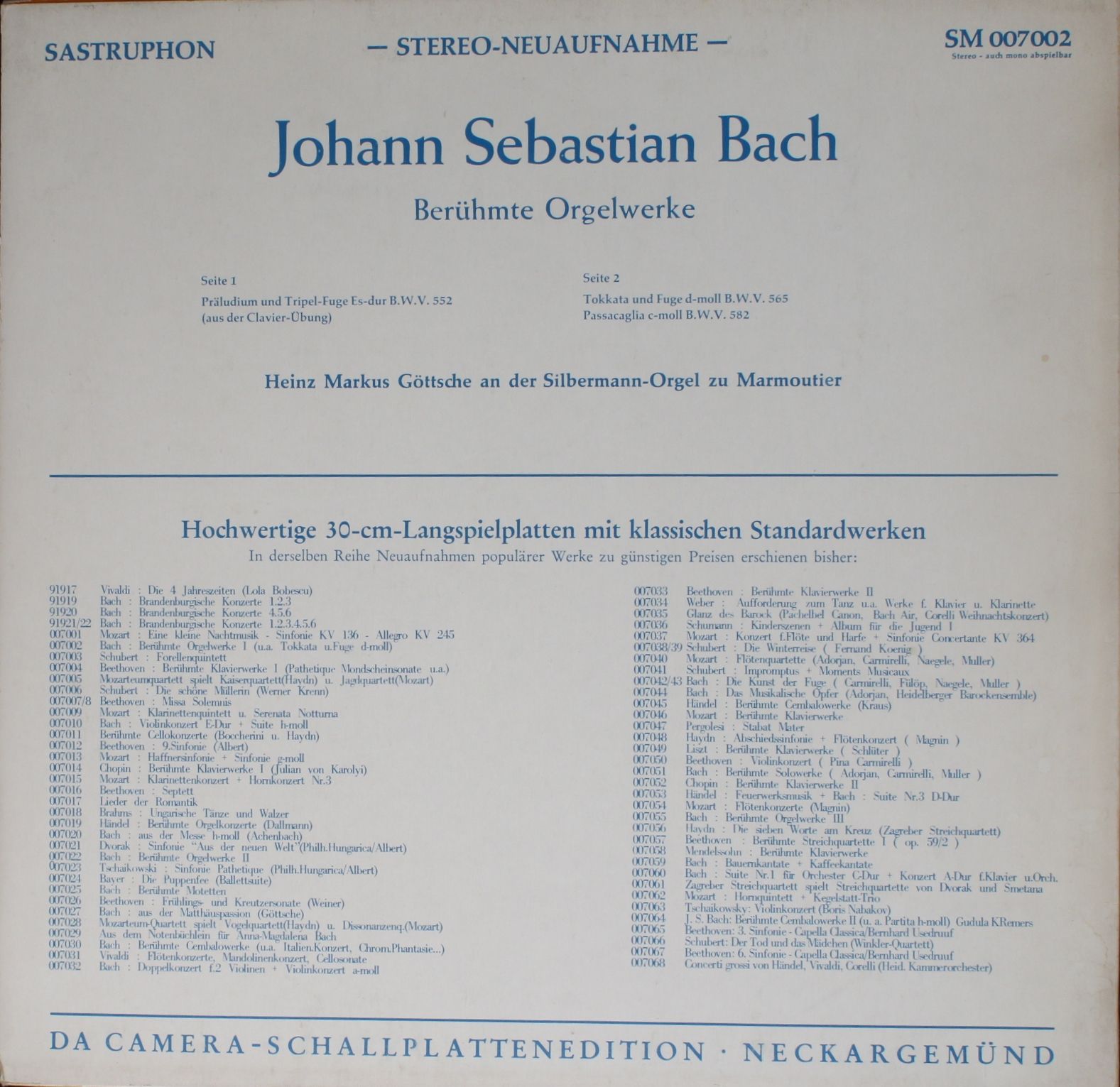 Sastruphon SM 007002 - Johann Sebastian Bach, Heinz Markus Götts - Image 2