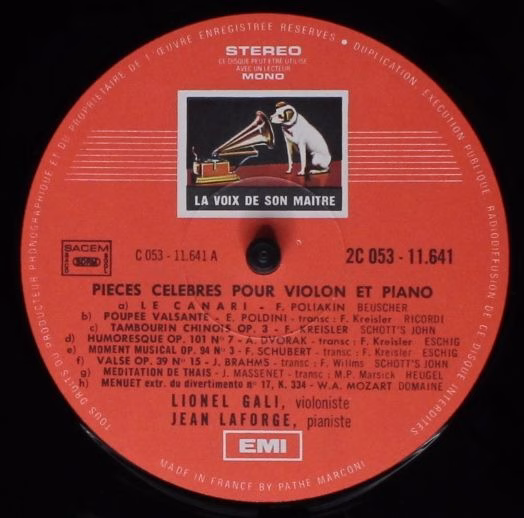 EMI 2C 053-11641 - Lionel Gali, Jean Laforge - Pièces Célèbres P - Image 3