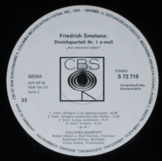 CBS S 72 719 - Antonín Dvořák, Bedřich Smetana, Juilliard String - Image 4