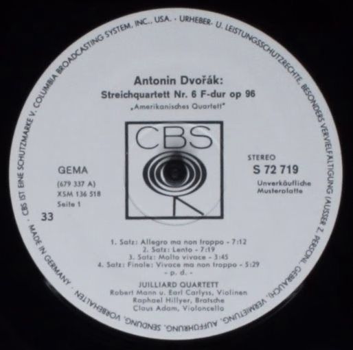 CBS S 72 719 - Antonín Dvořák, Bedřich Smetana, Juilliard String - Image 3