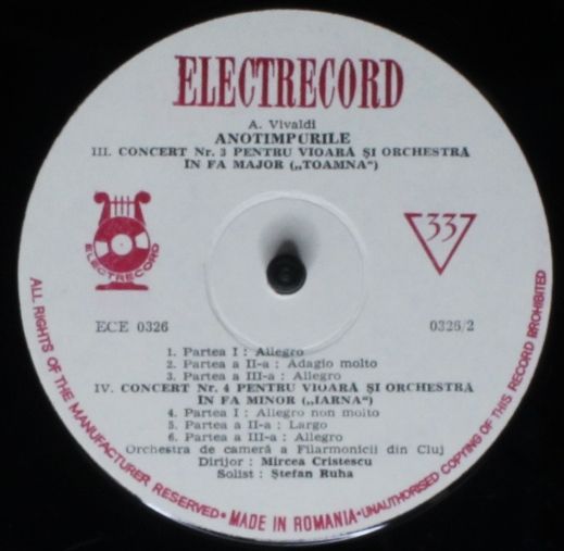 Electrecord ECE 0326 - Antonio Vivaldi, Orchestra de cameră a Fi - Image 4