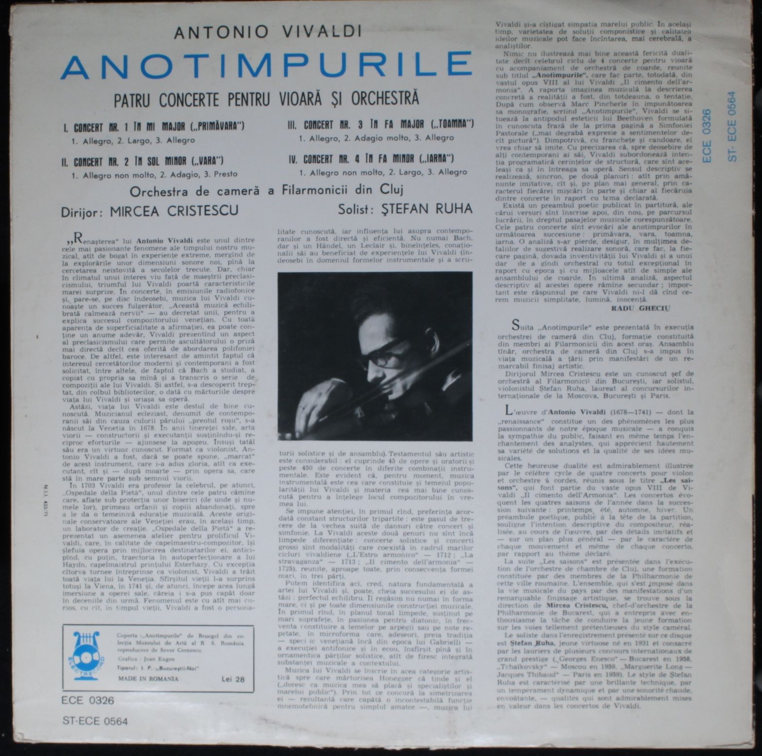 Electrecord ECE 0326 - Antonio Vivaldi, Orchestra de cameră a Fi - Image 2