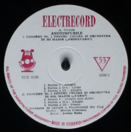 Electrecord ECE 0326 - Antonio Vivaldi, Orchestra de cameră a Fi - Image 3