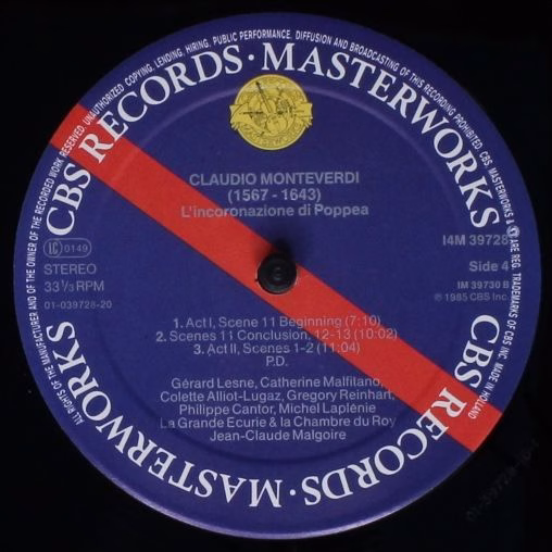 CBS Masterworks I4M 39728 - Claudio Monteverdi, Jean-Claude Malg - Image 6