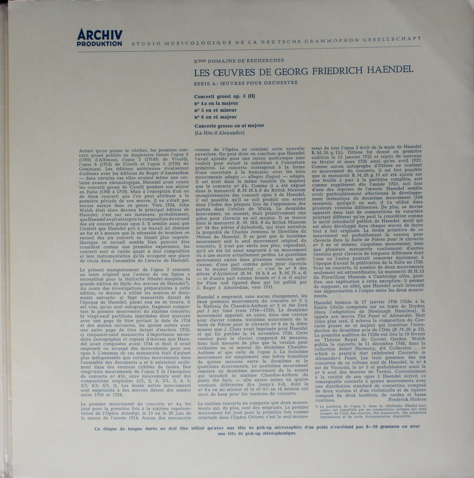 Archiv Produktion 14240 APM - Georg Friedrich Händel - Concerto - Image 5