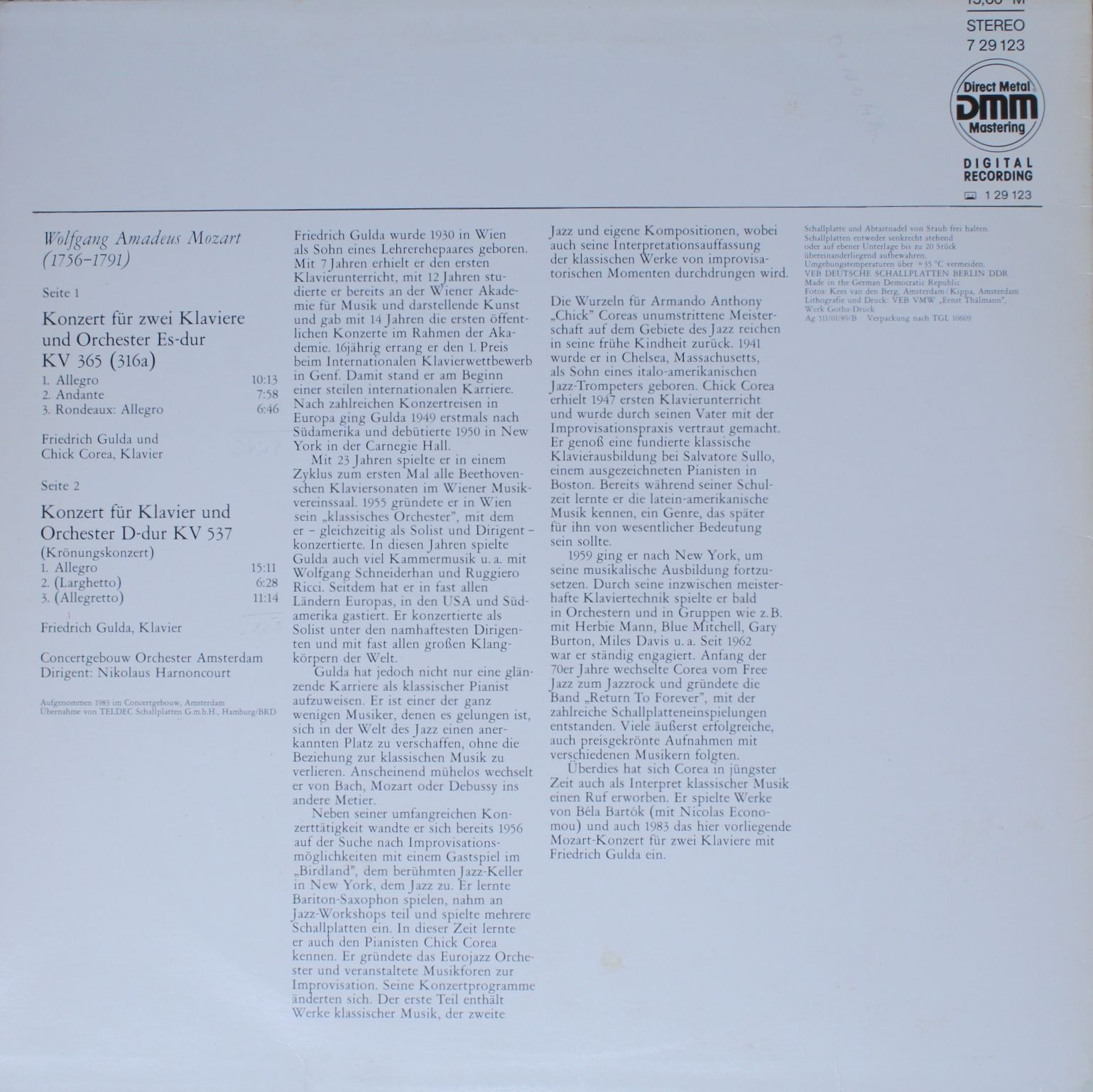 Eterna 7 29 123 - Wolfgang Amadeus Mozart, Friedrich Gulda, Chic - Image 2