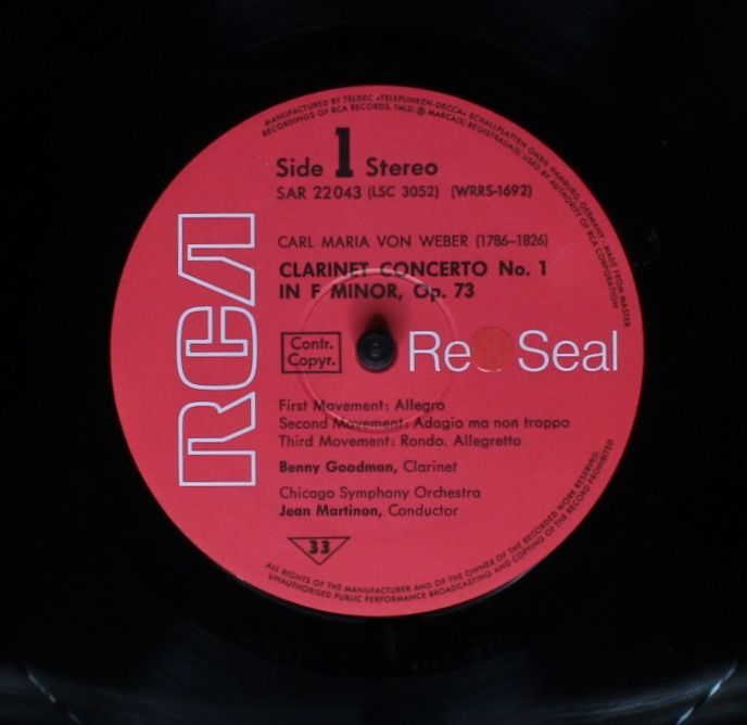 RCA Red Seal SAR 22043 - Carl Maria von Weber, Benny Goodman, Ch - Image 3
