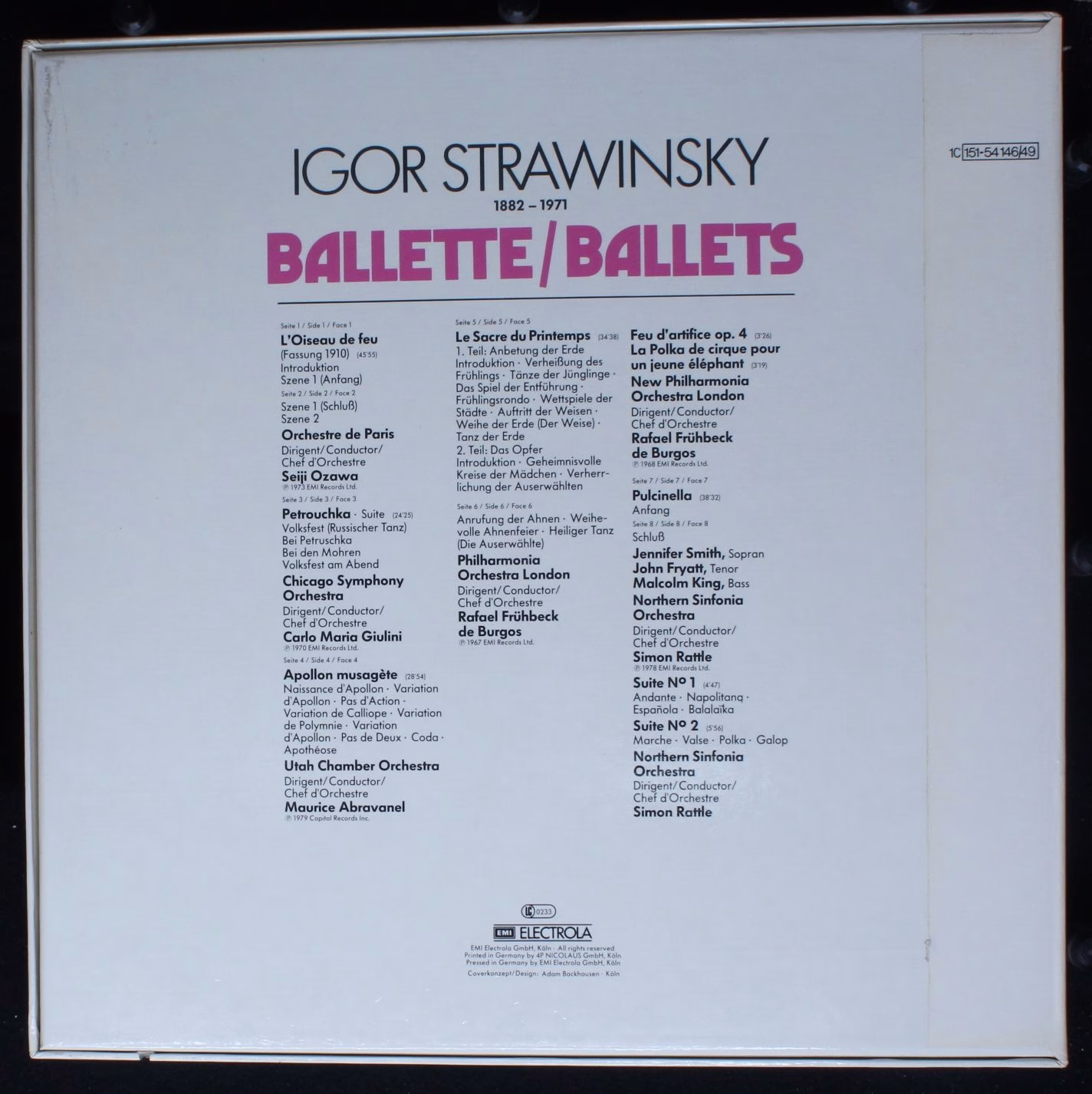 His Master's Voice 1C 151-54 146/49 - Igor Stravinsky - Ballette - Image 2