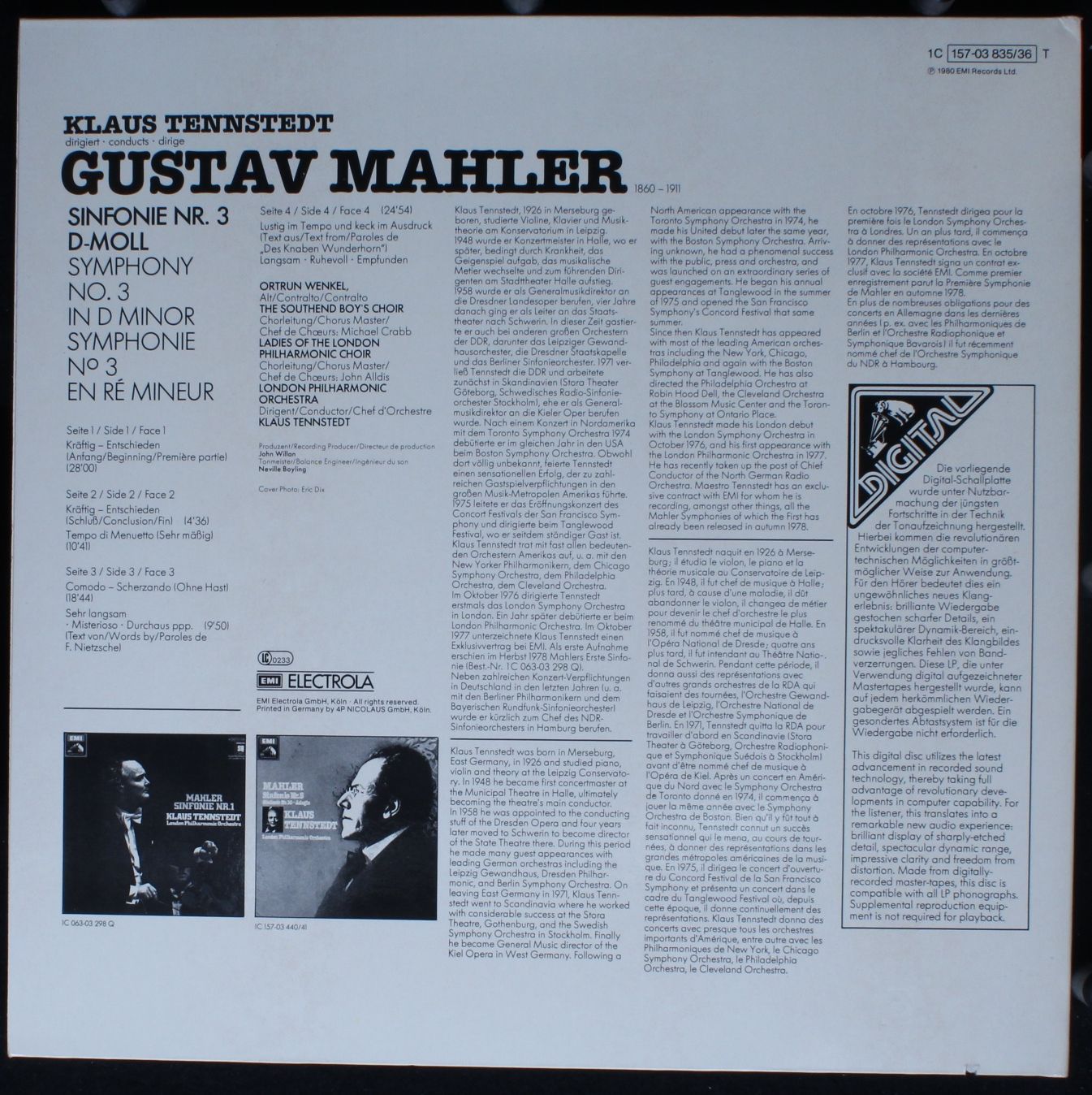 His Master's Voice 1C 157-03 835/36 - Gustav Mahler, Klaus Tenns - Image 2