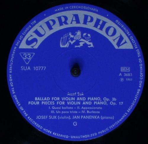 Supraphon SUA 10777 - Josef Suk (2), Josef Suk, Jan Panenka, The - Image 3