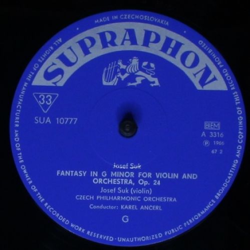 Supraphon SUA 10777 - Josef Suk (2), Josef Suk, Jan Panenka, The - Image 4