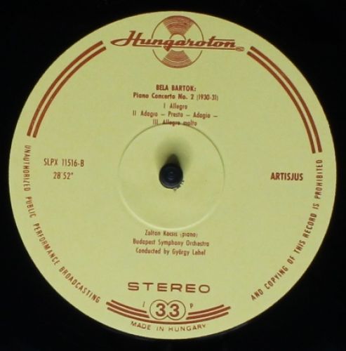 Hungaroton SLPX 11516 - Béla Bartók, Zoltán Kocsis, Budapest Sym - Image 6