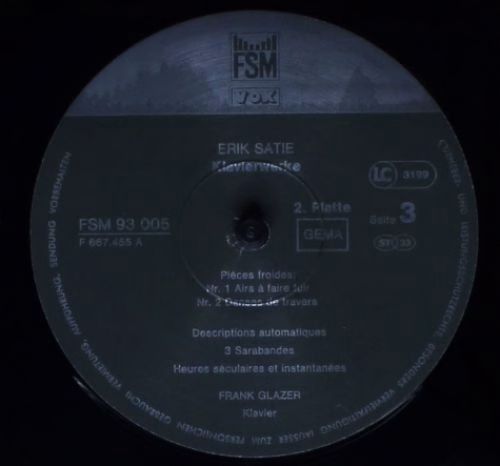 FSM FSM 93 005 - Erik Satie, Frank Glazer - Sämtliche Klavierwer - Image 6