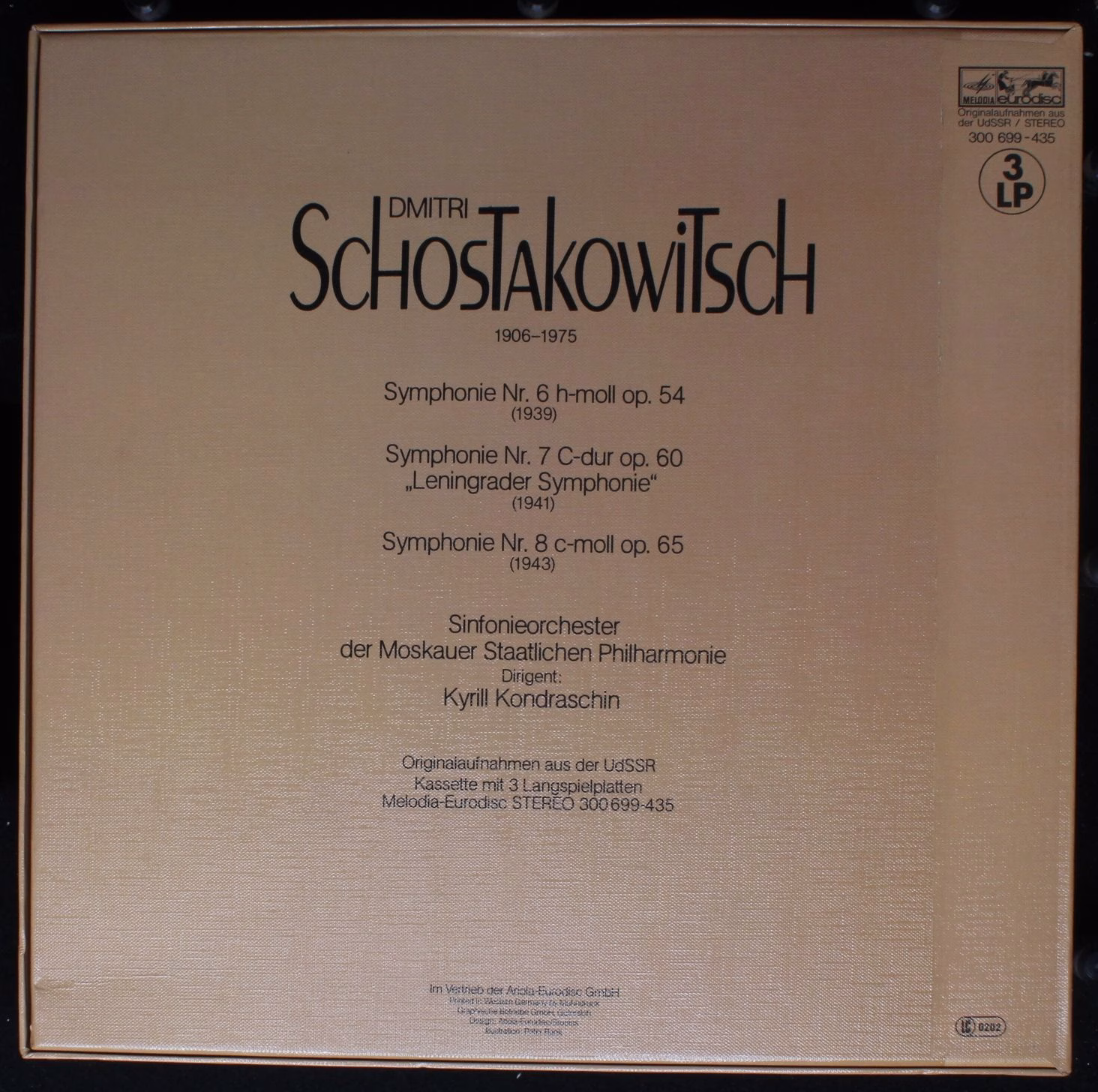 Ariola 300 699 - 435 - Dmitri Shostakovich, Kiril Kondrashin, Mo - Image 2