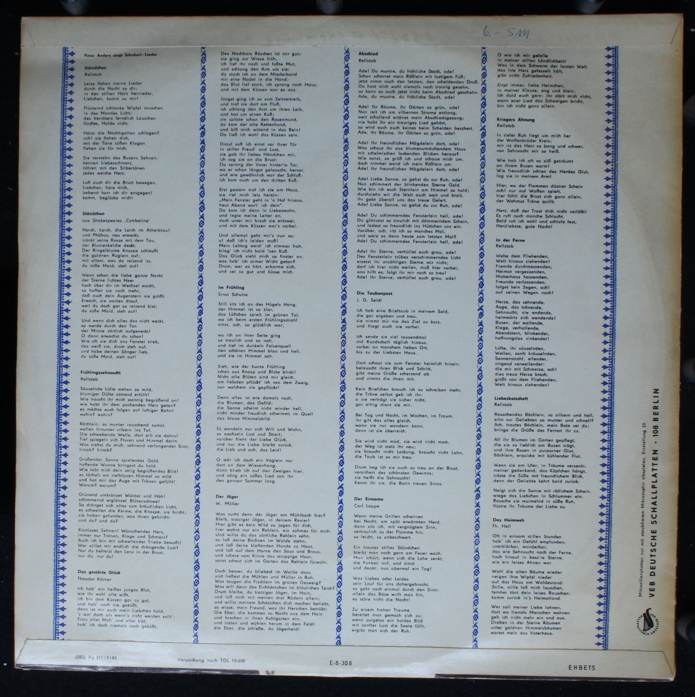 Eterna 8 20 444 - Peter Anders (2), Franz Schubert, Michael Rauc - Image 2