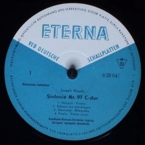 Eterna 8 20 047 - Joseph Haydn, Hermann Abendroth, Rundfunk-Sinf - Image 3