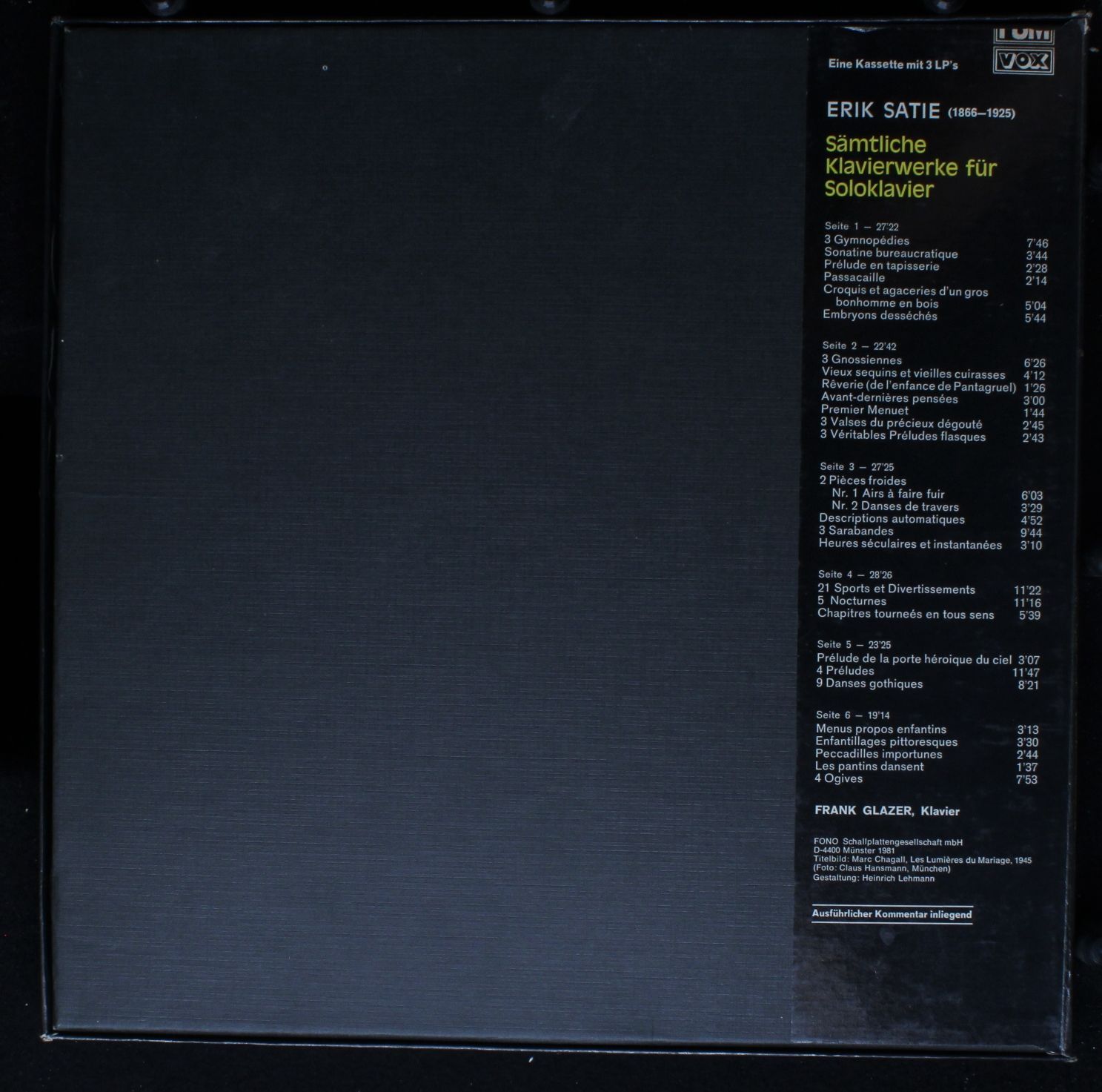 FSM FSM 93 005 - Erik Satie, Frank Glazer - Sämtliche Klavierwer - Image 3