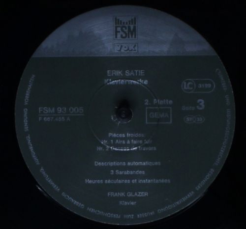 FSM FSM 93 005 - Erik Satie, Frank Glazer - Sämtliche Klavierwer - Image 7