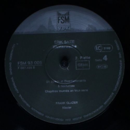 FSM FSM 93 005 - Erik Satie, Frank Glazer - Sämtliche Klavierwer - Image 8