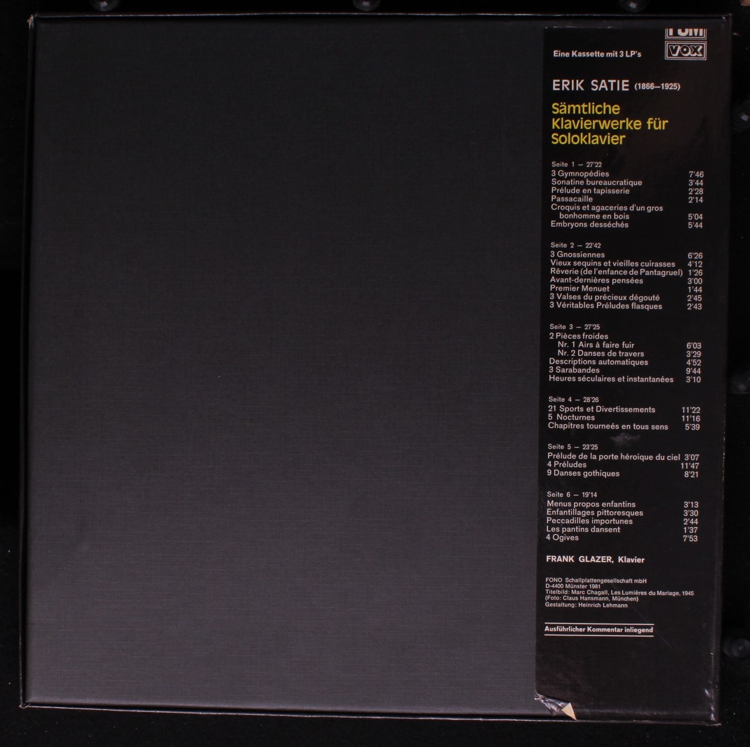 FSM Vox FSM 93 005 - Erik Satie, Frank Glazer - Sämtliche Klavie - Image 2