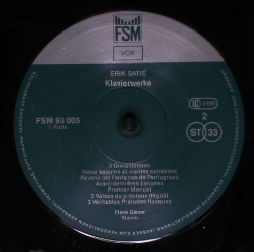 FSM Vox FSM 93 005 - Erik Satie, Frank Glazer - Sämtliche Klavie - Image 4