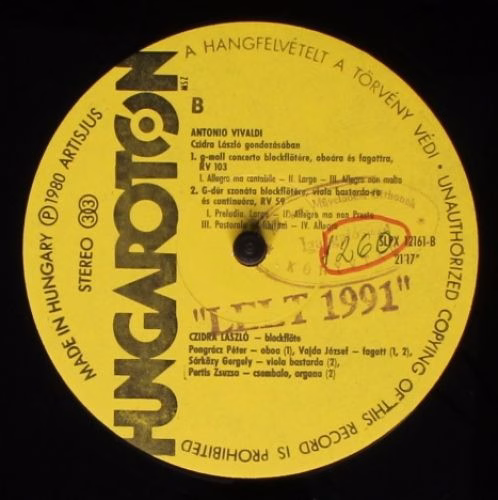 Hungaroton SLPX 12161 - Antonio Vivaldi, László Czidra, Liszt Fe - Image 4