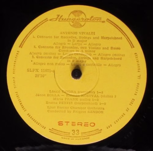 Hungaroton SLPX 11671 - Antonio Vivaldi, László Czidra, Liszt Fe - Image 3