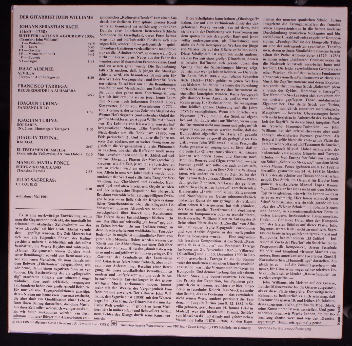CBS 61 594 - John Williams (7) - Der Gitarrist John Williams - Image 2