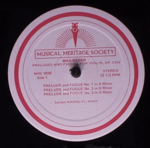 Musical Heritage Society MHS 1698 - Max Reger - Preludes And Fug - Image 3