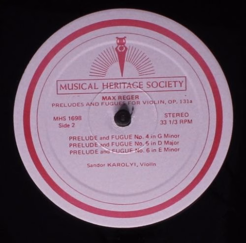 Musical Heritage Society MHS 1698 - Max Reger - Preludes And Fug - Image 4