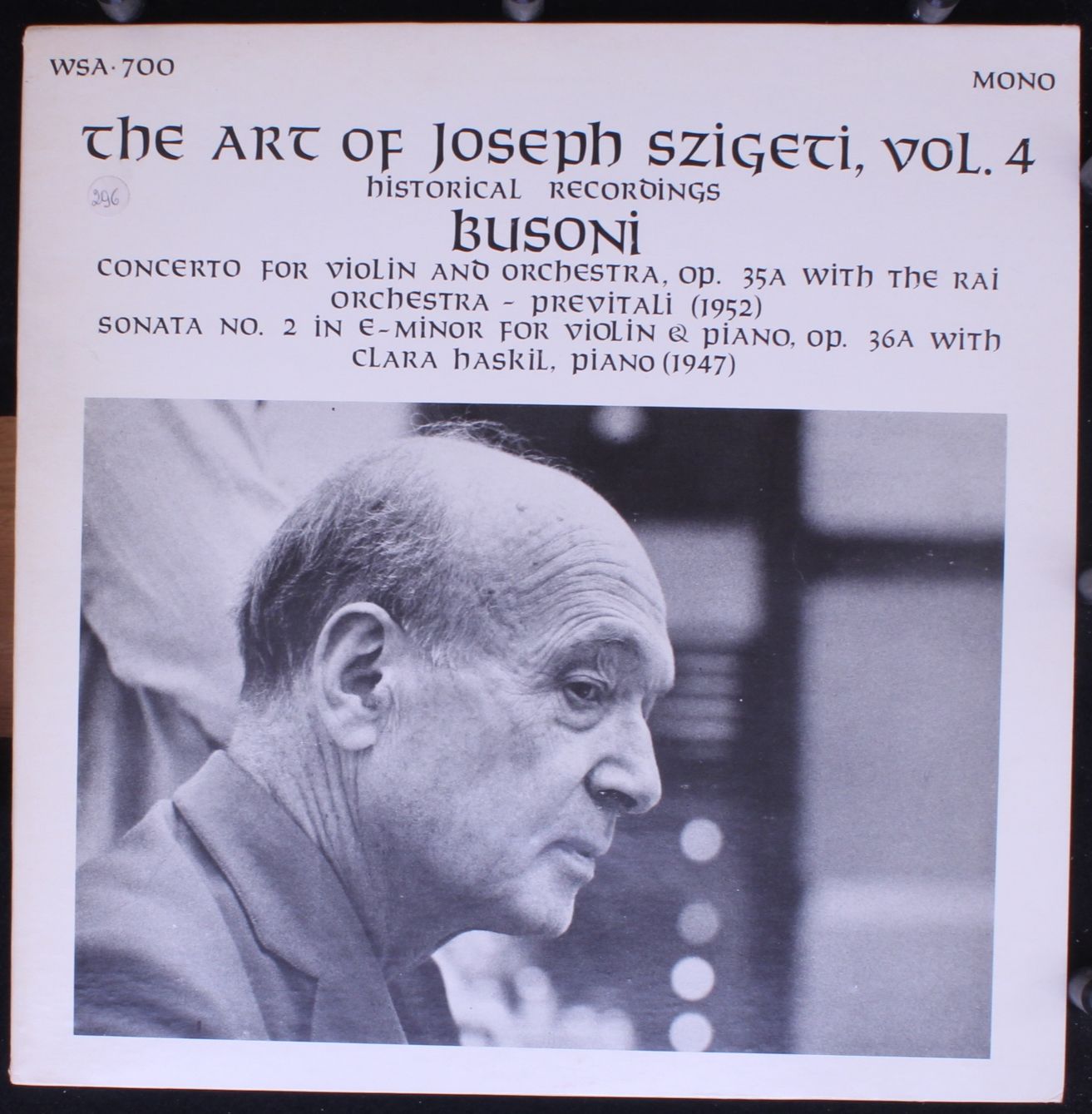 Not On Label WSA-700 - Joseph Szigeti - The Art Of Joseph Sziget