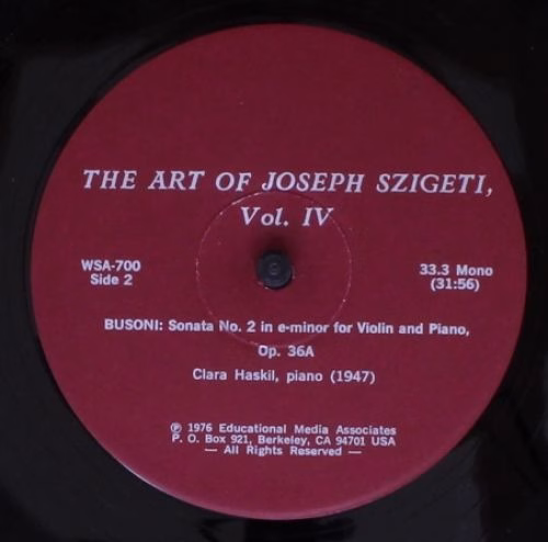 Not On Label WSA-700 - Joseph Szigeti - The Art Of Joseph Sziget - Image 4
