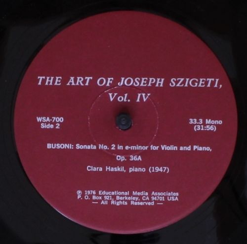 Not On Label WSA-700 - Joseph Szigeti - The Art Of Joseph Sziget - Image 4