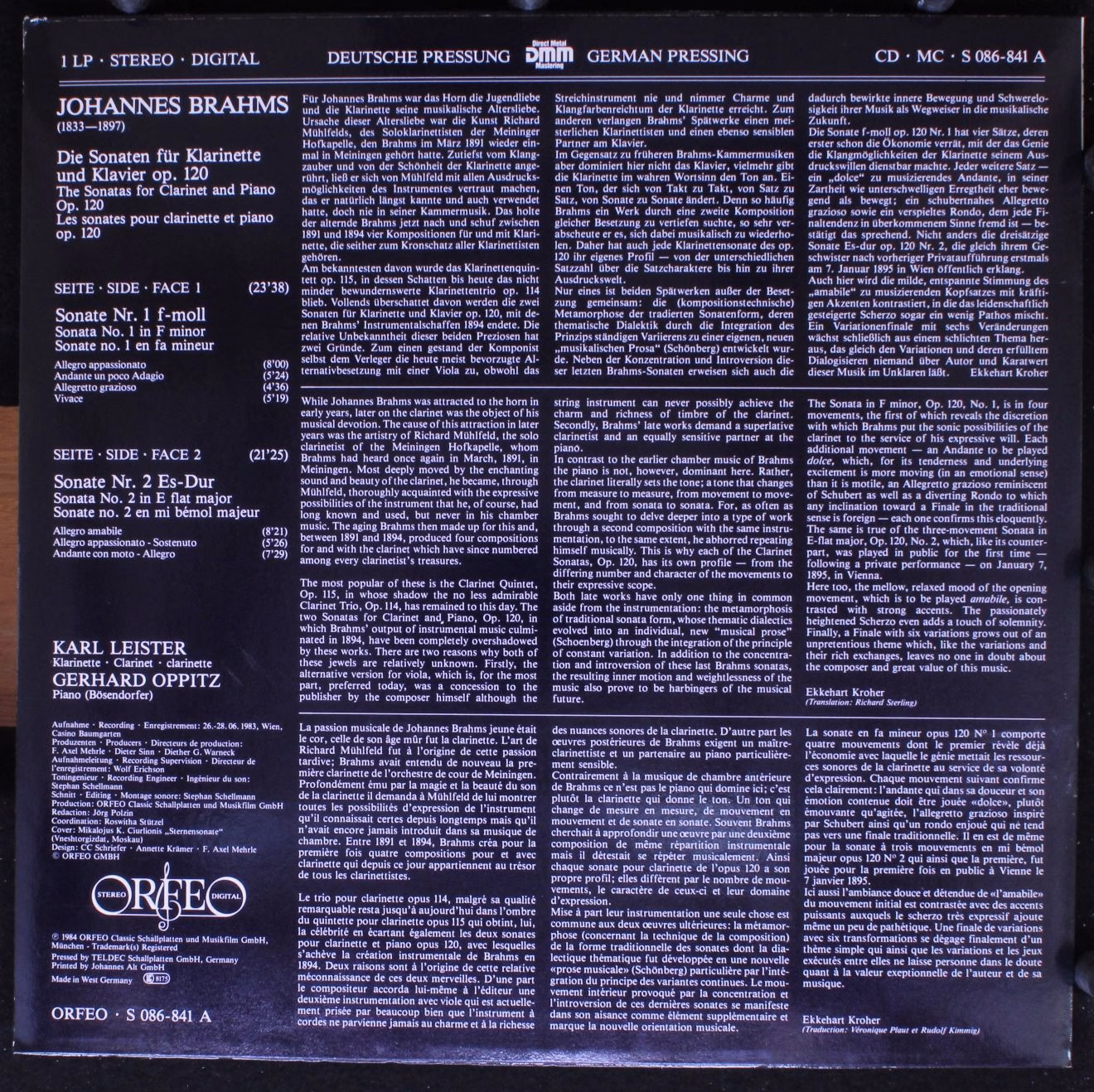 Orfeo (2) S 086 841 A - Johannes Brahms, Karl Leister, Gerhard O - Image 2