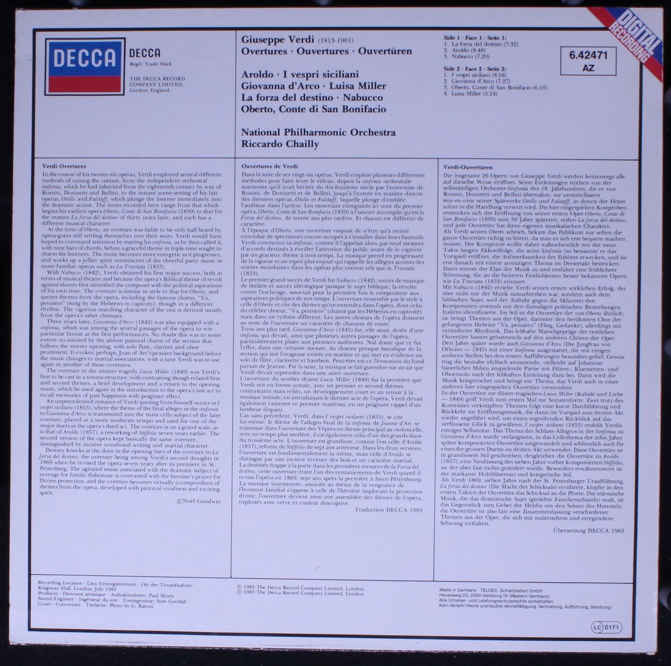 DECCA 6.42471 AZ - Riccardo Chailly, National Philharmonic Orche - Image 2