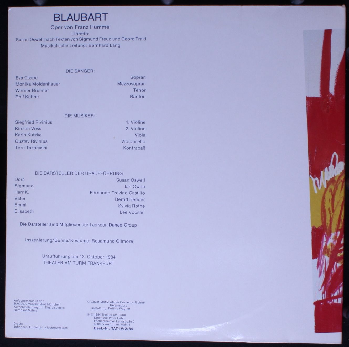 Theater Am Turm Edition TAT IV/2/84 - Franz Hummel - Blaubart - Image 3