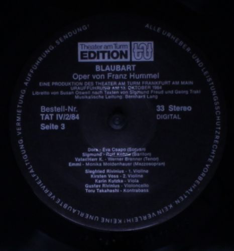 Theater Am Turm Edition TAT IV/2/84 - Franz Hummel - Blaubart - Image 7