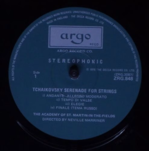 Argo ZRG 848 - Pyotr Ilyich Tchaikovsky, Antonín Dvořák, The Aca - Image 3