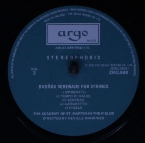 Argo ZRG 848 - Pyotr Ilyich Tchaikovsky, Antonín Dvořák, The Aca - Image 4