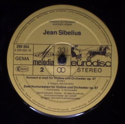 Eurodisc 200 054 - Jean Sibelius, David Oistrach, Большой Симфон - Image 4