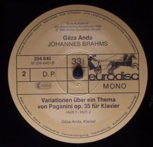 Eurodisc 204 640-366 - Géza Anda, Robert Schumann, Johannes Brah - Image 4