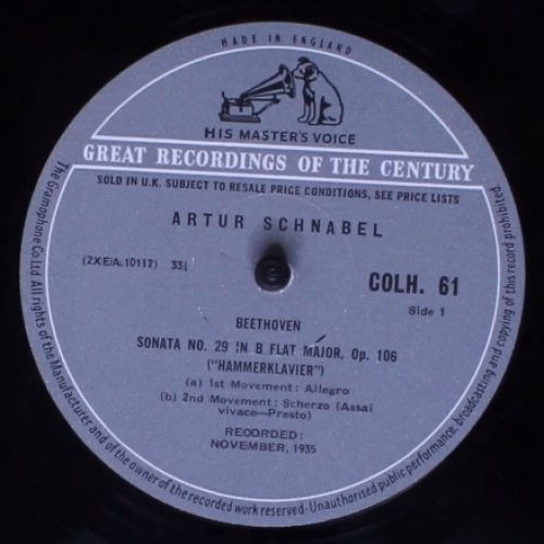 His Master's Voice COLH. 61 - Artur Schnabel, Ludwig van Beethov - Image 3