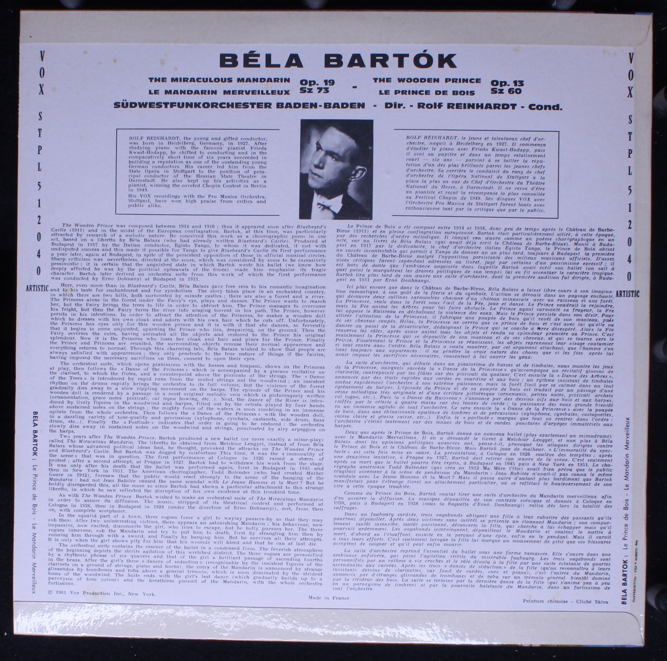 VOX (6) STPL 512.040 - Rolf Reinhardt, Béla Bartók, Südwestfunko - Image 2