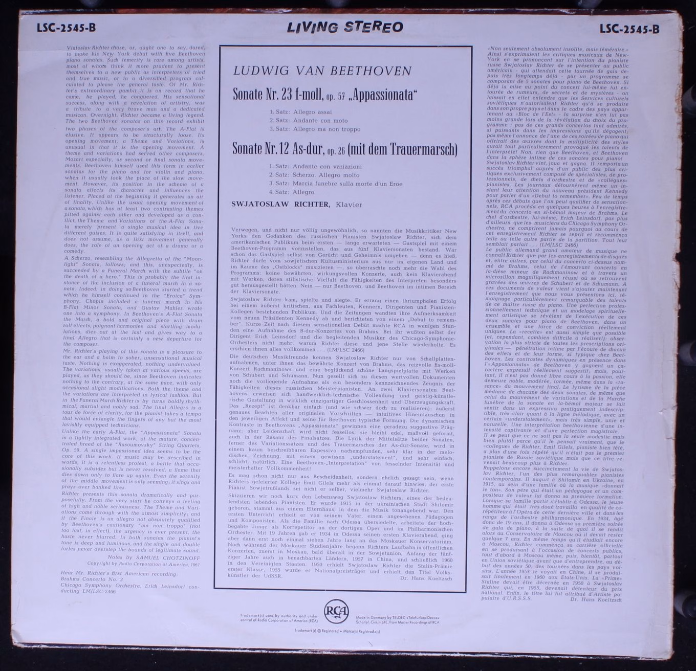 RCA Victor Red Seal LSC-2545-B - Sviatoslav Richter, Ludwig van - Image 2