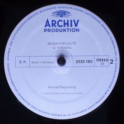 Archiv Produktion 2533 183 - Konrad Ragossnig - Musik Für Laute, - Image 6